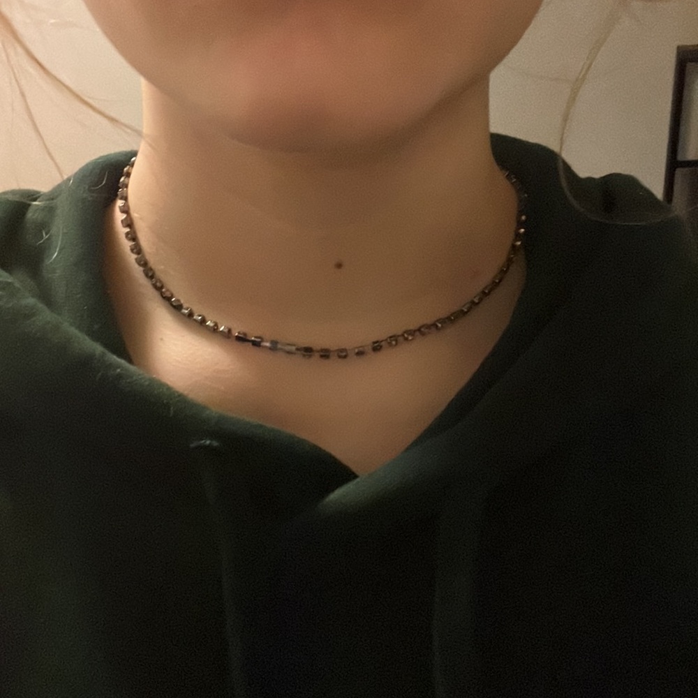 Black And Pink Diamond Necklace Violet Fake Diamond Chai Womens Necklace